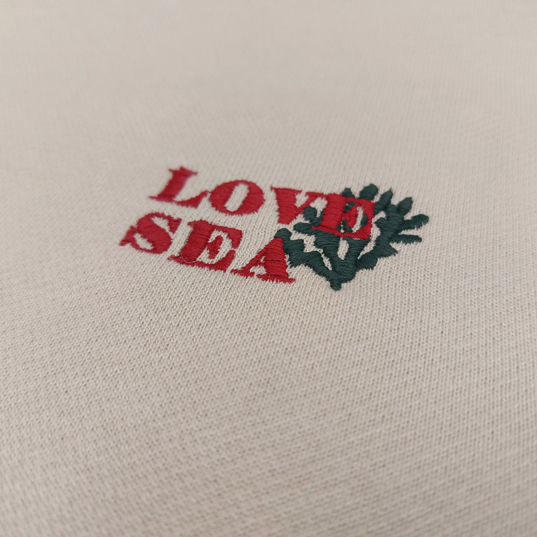 Areia | Hoodie | Love Sea | Bordado Borgonha &Verde